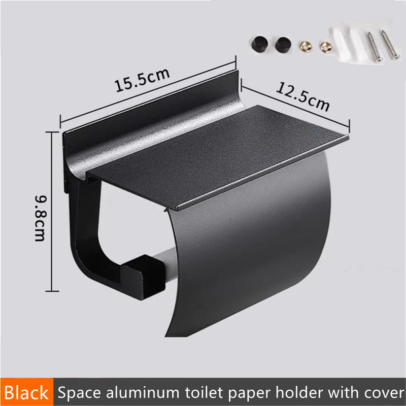 Porte-Papier Toilette Aluminium avec Étagère de Rangement