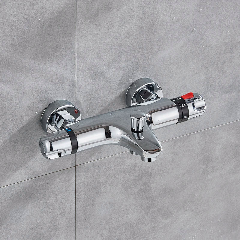 Mitigeur Thermostatique Douche ou Bain-Douche Mural Chromé, 4 Modèles