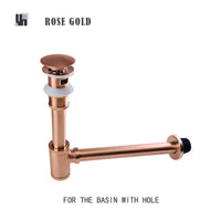 Siphon Bouteille Laiton avec Bonde Pop-Up, Tube 32 cm, 4 Finitions