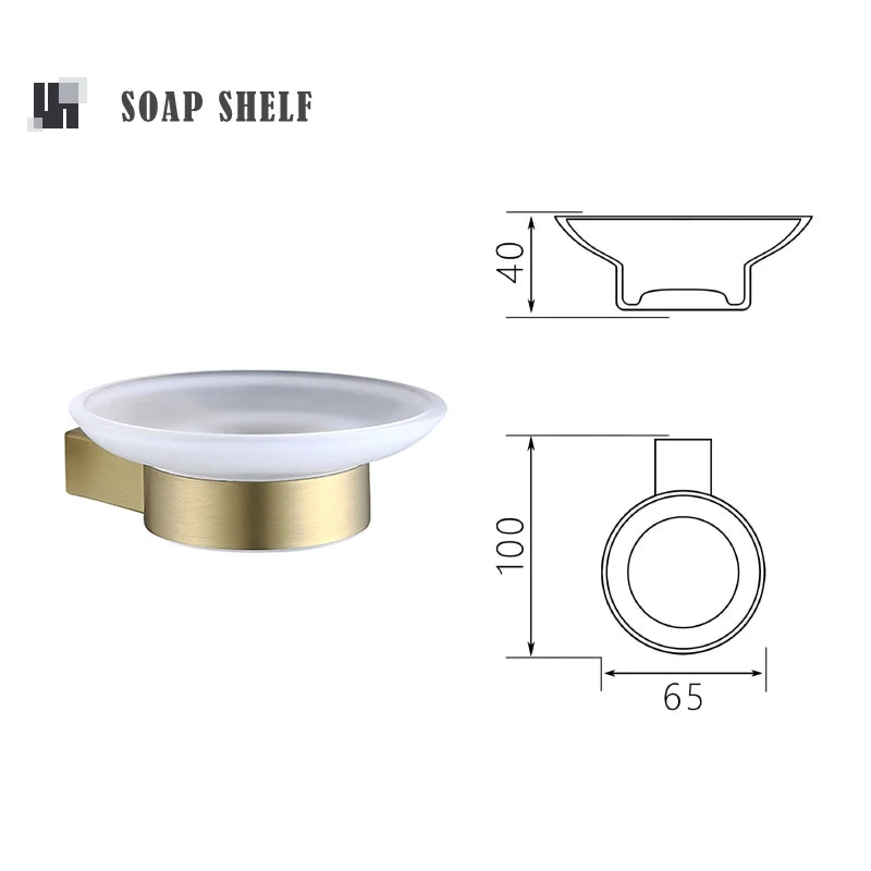 Accessoires Salle de Bain Doré Brossé en Inox 304, à la Pièce ou en Lot