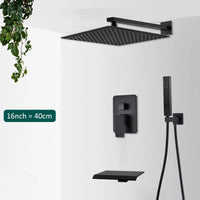 Douche Encastrable Noire Cascade de Pluie avec Bec