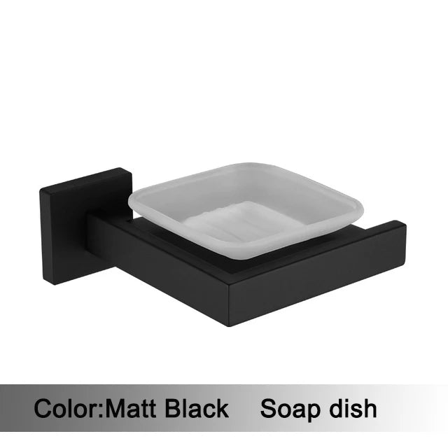 Accessoires Salle de Bain Noir Mat à la Pièce, 13 Articles