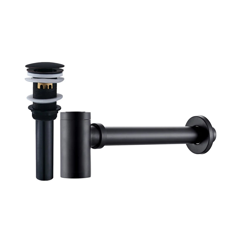 Siphon Lavabo Bouteille Clic-Clac Bronze Brossé ou Chrome