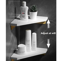 Étagère d'Angle Salle de Bain en Marbre Blanc avec Rangement