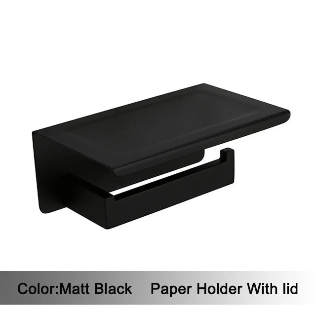 Accessoires Salle de Bain Noir Mat à la Pièce, 13 Articles