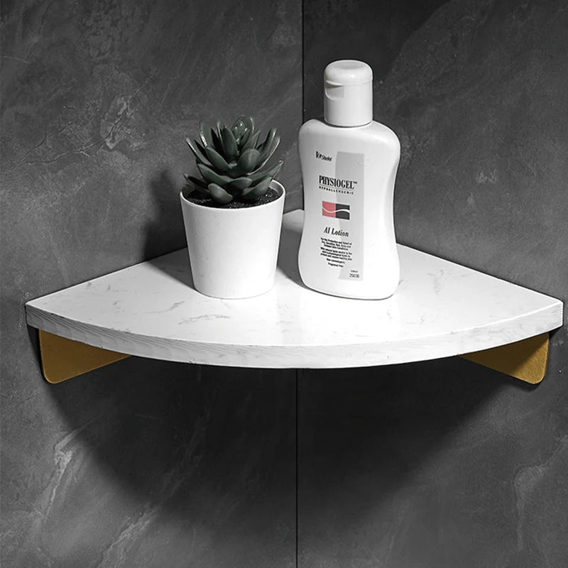 Étagère d'Angle Salle de Bain en Marbre Blanc avec Rangement