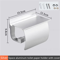 Porte-Papier Toilette Aluminium avec Étagère de Rangement