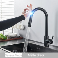 Mitigeur de Cuisine Tactile à Capteur Noir Extractible