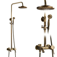 Colonne de Douche Rétro Laiton Antique ou Noir Mat, Pommeau Pluie 20 cm