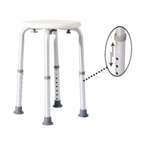 Tabouret de Douche Rond Réglable en Hauteur, Aluminium Antidérapant