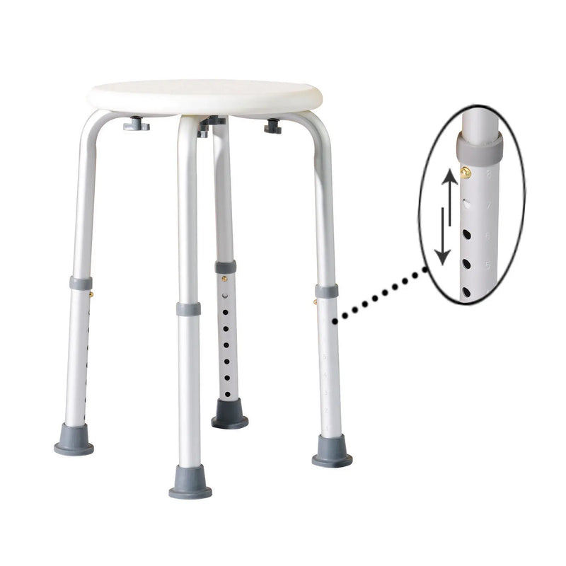 Tabouret de Douche Rond Réglable en Hauteur, Aluminium Antidérapant