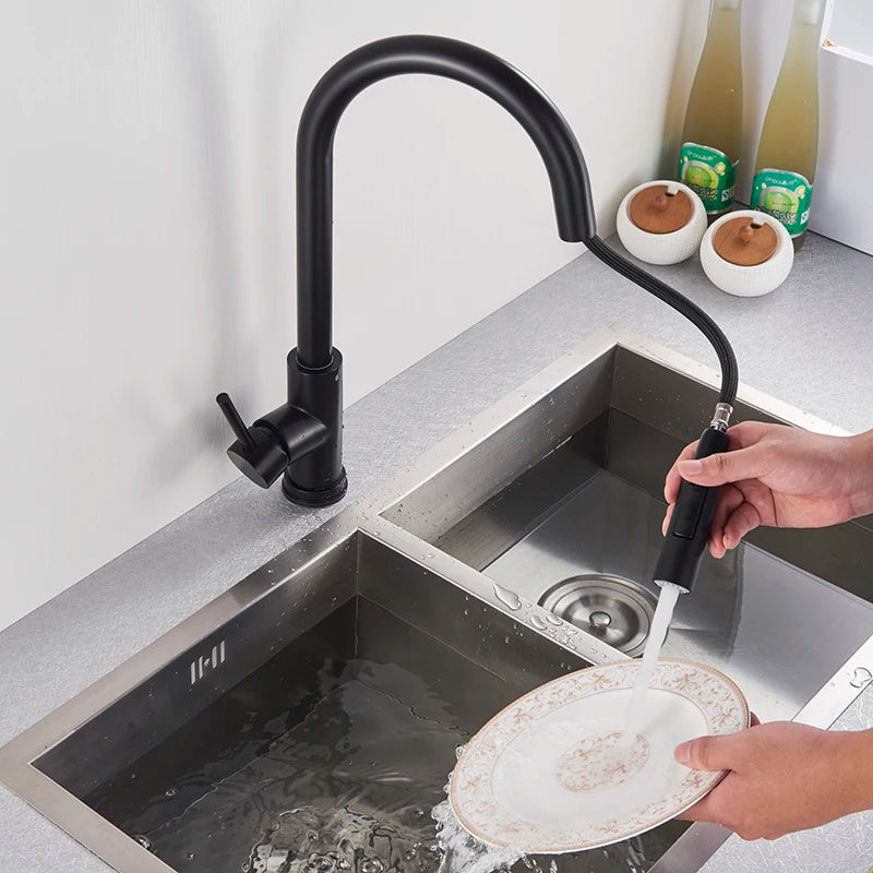 Mitigeur de Cuisine Tactile à Capteur Noir Extractible