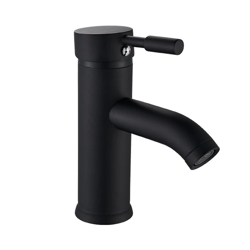 Mitigeur Lavabo Noir Mat Monotrou en Laiton, Haut ou Court, 5 Finitions