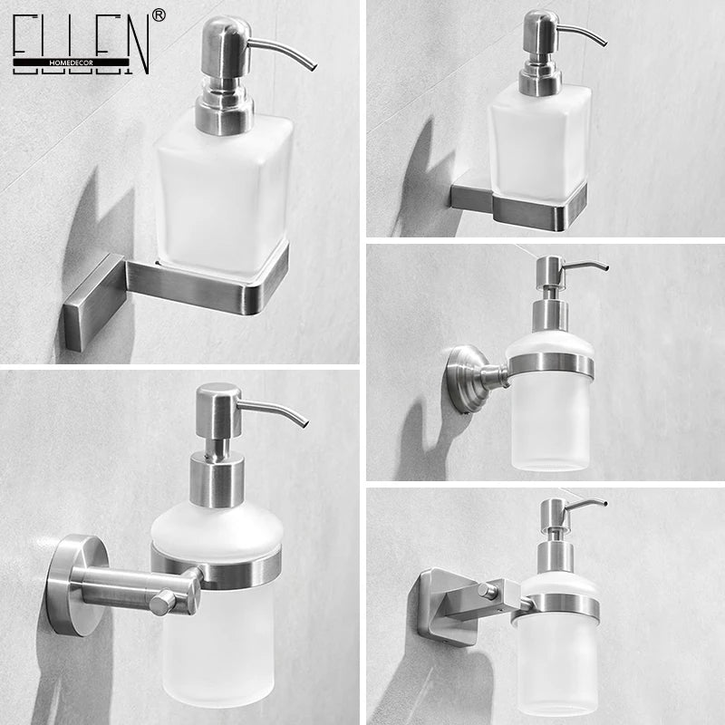 Distributeur de Savon Mural Inox Brossé, Flacon Dépoli Rond ou Carré