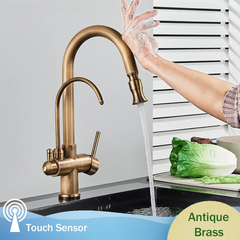Mitigeur de Cuisine Laiton Tactile Filtrant Bec Pivotant