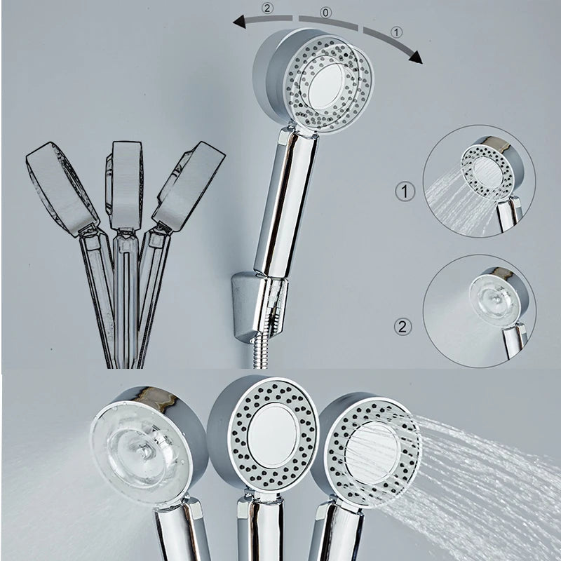 Pommeau de Douche Double Face Chromé, Rond 8 cm, Économie d'Eau