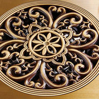 Bonde de Douche Carrée Laiton Bronze Antique 15 x 15 cm, Grille Ronde Sculptée
