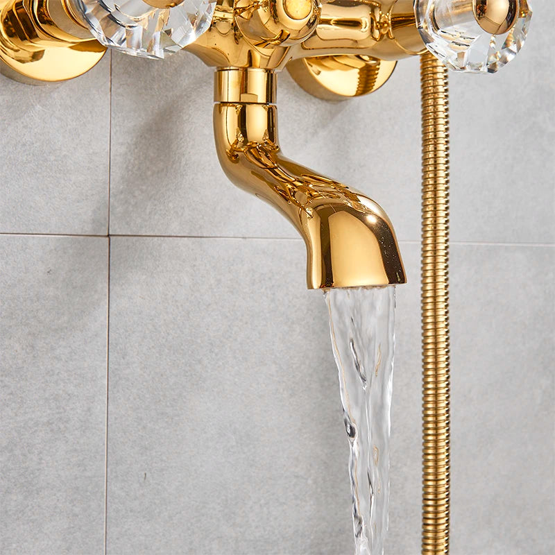 Robinet de Baignoire Laiton Cascade Dorée Style Rétro