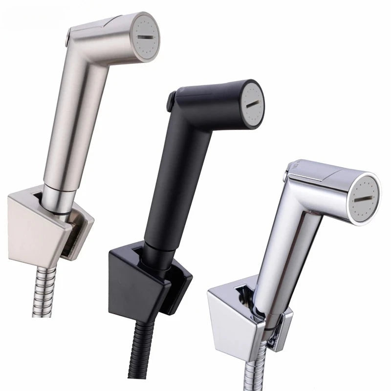 Douchette WC Kit Complet Chromé, Noir ou Nickel Brossé avec Flexible