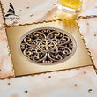 Bonde de Douche Carrée Laiton Bronze Antique 15 x 15 cm, Grille Ronde Sculptée