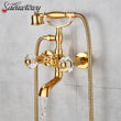 Robinet de Baignoire Laiton Cascade Dorée Style Rétro
