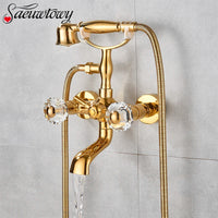 Robinet de Baignoire Laiton Cascade Dorée Style Rétro