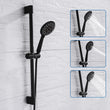 Barre de Douche Coulissante Noir Mat, Douchette 3 Jets et Flexible