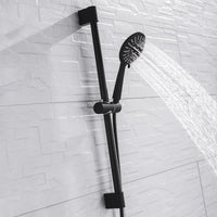 Barre de Douche Coulissante Noir Mat, Douchette 3 Jets et Flexible