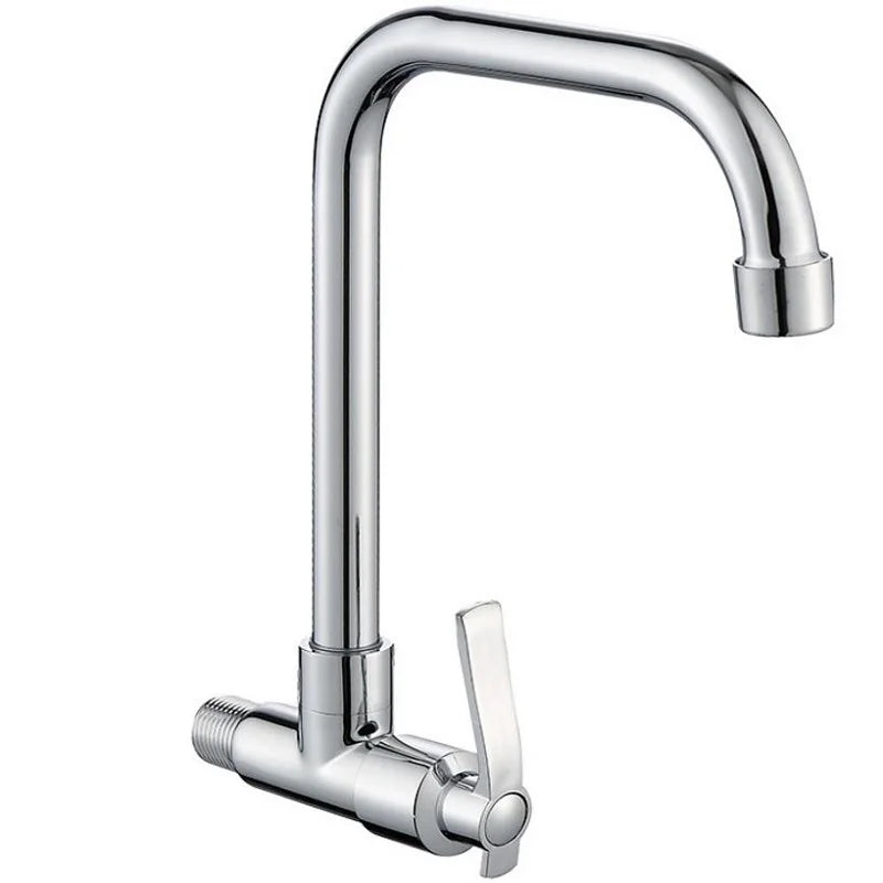 Robinet de Cuisine Mural Eau Froide Chromé, Bec Haut ou Long Orientable