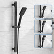 Barre de Douche Coulissante Noir Mat, Douchette Carrée 3 Jets et Flexible