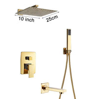 Douche Encastrable Dorée Carrée avec Pluie 20, 25 ou 30 cm