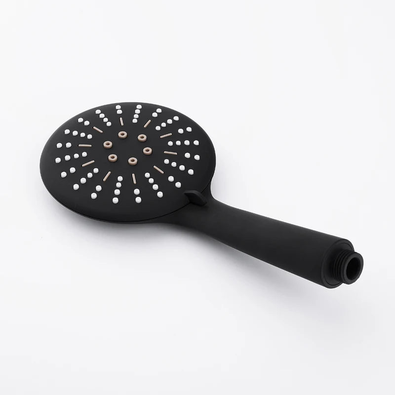 Barre de Douche Coulissante Noir Mat, Douchette 3 Jets et Flexible