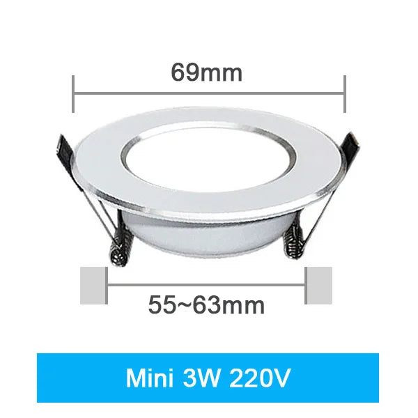 Spot LED Encastrable Blanc Liseré Argent, 3 à 18 W, Ø 69 à 118 mm