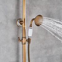 Colonne de Douche Rétro Laiton Antique avec Pommeau Pluie et Douchette