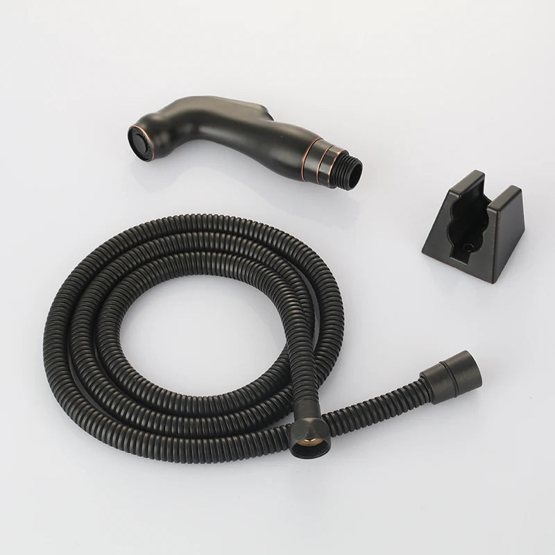 Douchette WC Bronze Huilé Kit ABS avec Flexible Inox 1,5 m et Support
