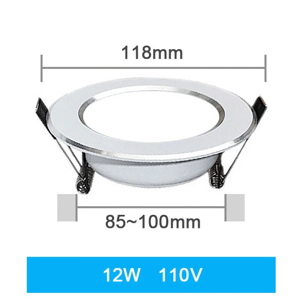 Spot LED Encastrable Blanc Liseré Argent, 3 à 18 W, Ø 69 à 118 mm