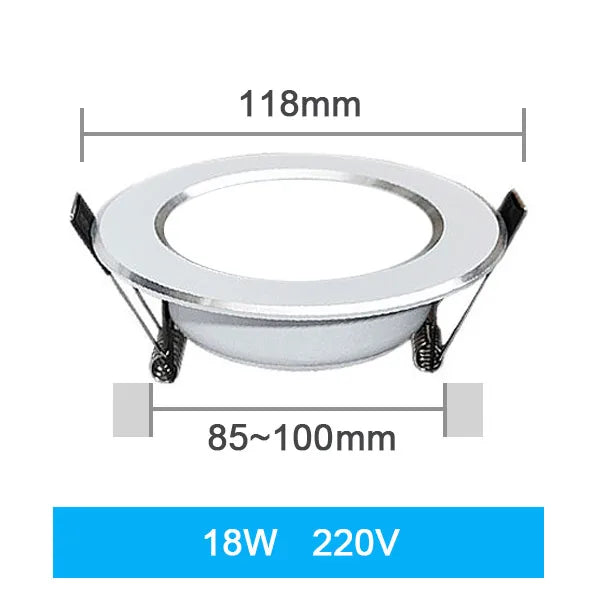 Spot LED Encastrable Blanc Liseré Argent, 3 à 18 W, Ø 69 à 118 mm