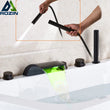 Robinet de Baignoire Cascade LED Bronze Noir 5 Pièces