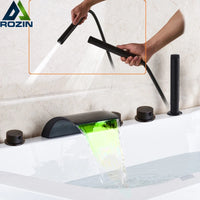 Robinet de Baignoire Cascade LED Bronze Noir 5 Pièces