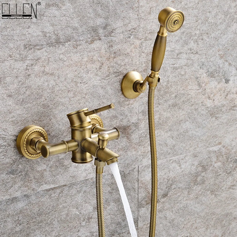 Robinet de Baignoire Bain-Douche Bronze Antique avec Douchette