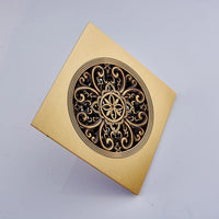 Bonde de Douche Carrée Laiton Bronze Antique 15 x 15 cm, Grille Ronde Sculptée