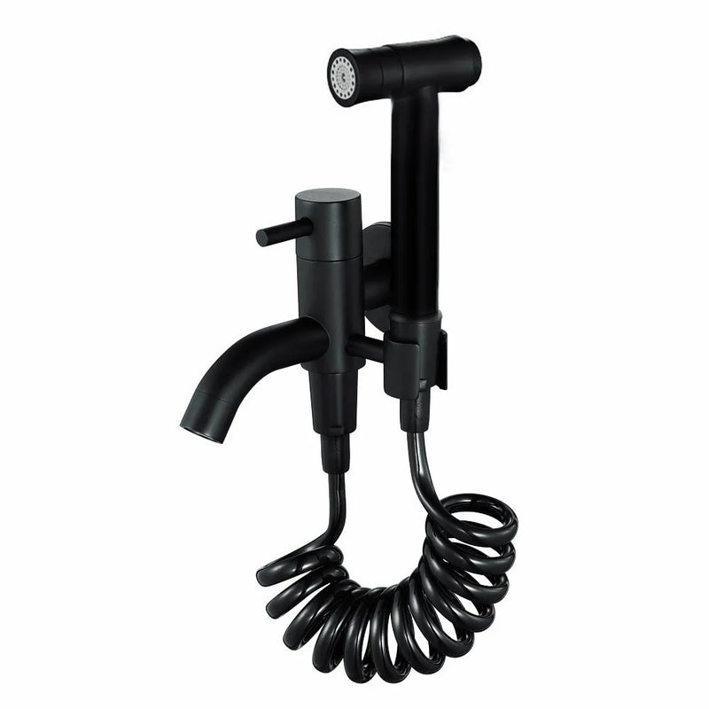 Kit Douchette WC Noire en Inox, Fixation Murale, 5 Compositions