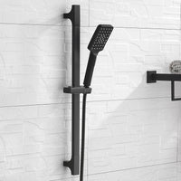Barre de Douche Coulissante Noir Mat, Douchette Carrée 3 Jets et Flexible