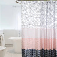 Rideau de Douche Écailles Rose et Gris avec 12 Crochets, 16 Dimensions