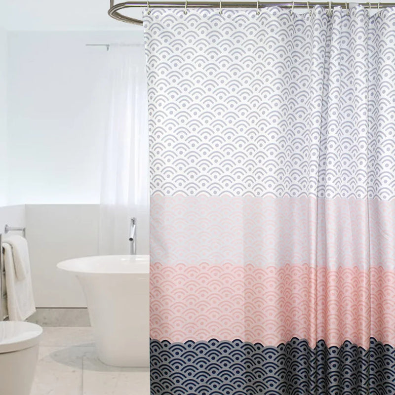 Rideau de Douche Écailles Rose et Gris avec 12 Crochets, 16 Dimensions