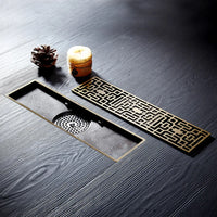 Caniveau de Douche Laiton Rectangulaire 30 x 8 cm, Bronze Antique ou Chromé