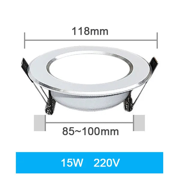 Spot LED Encastrable Blanc Liseré Argent, 3 à 18 W, Ø 69 à 118 mm