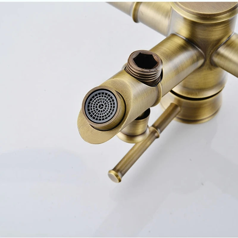 Robinet de Baignoire Bain-Douche Bronze Antique avec Douchette