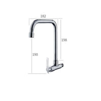 Robinet de Cuisine Mural Eau Froide Chromé, Bec Haut ou Long Orientable
