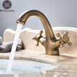 Mitigeur Lavabo Rétro Laiton Vieilli, Double Poignée, Monotrou